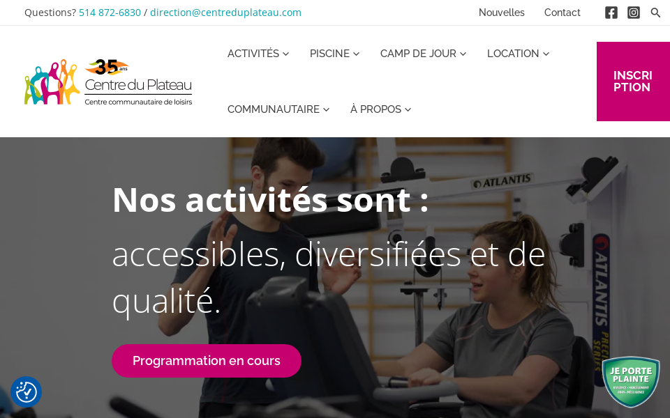 centreduplateau.qc.ca/ screen capture