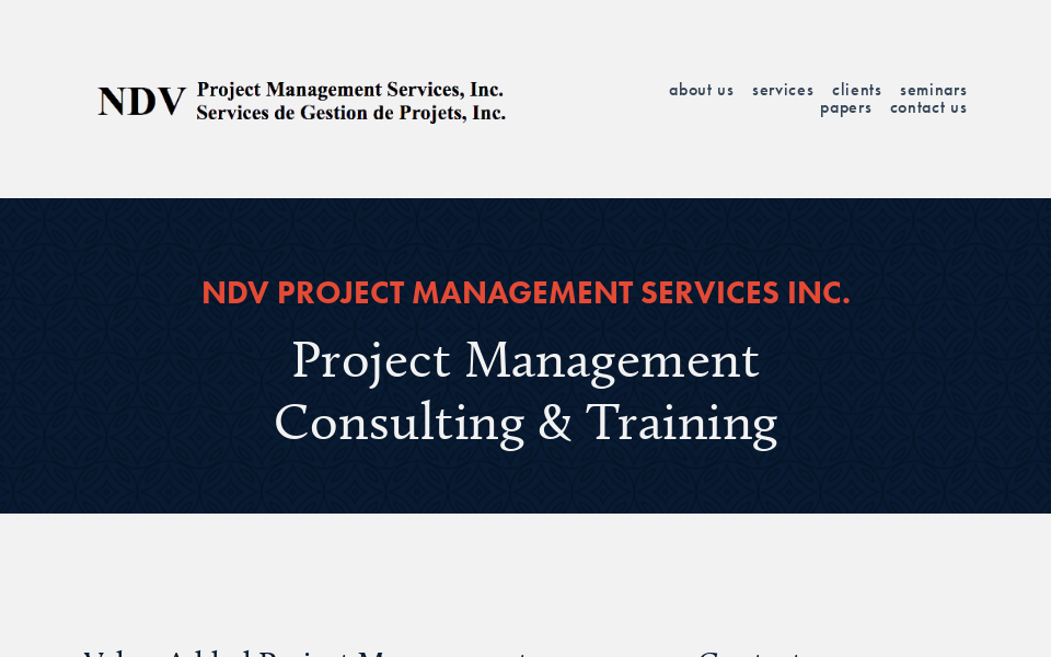 www.ndv-projectmanagement.com/ screen capture