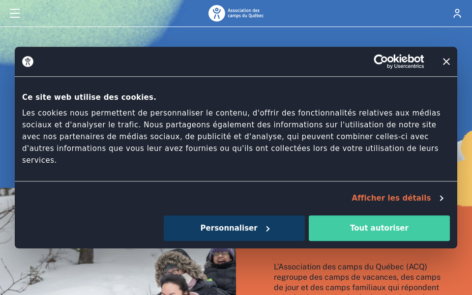 campsquebec.com/ screen capture