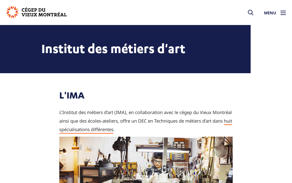 www.cvm.qc.ca/institut-des-metiers-art/ screen capture