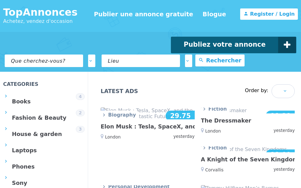 topannonces.ca/ screen capture