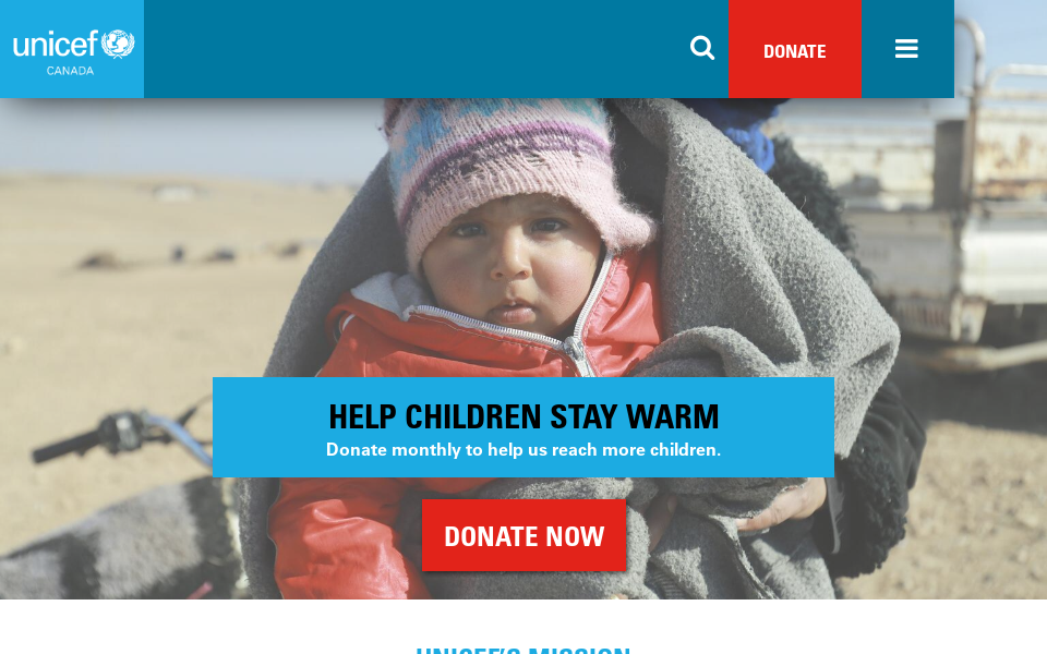 www.unicef.ca/ screen capture