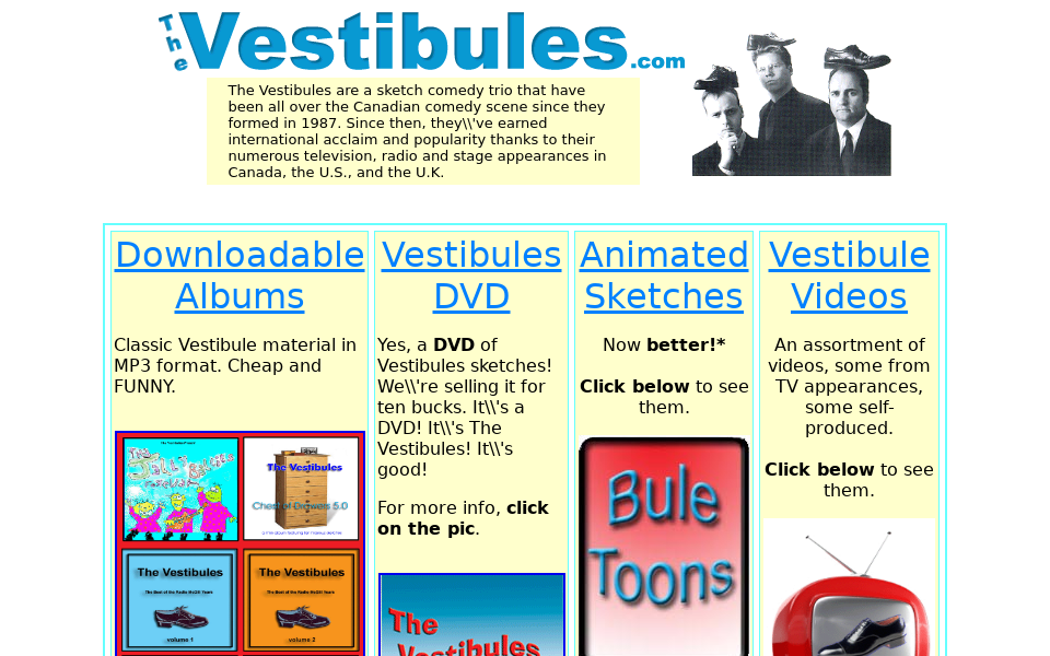 www.thevestibules.com/ screen capture