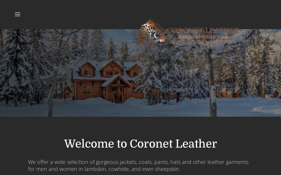 leathercoronet.com/ screen capture