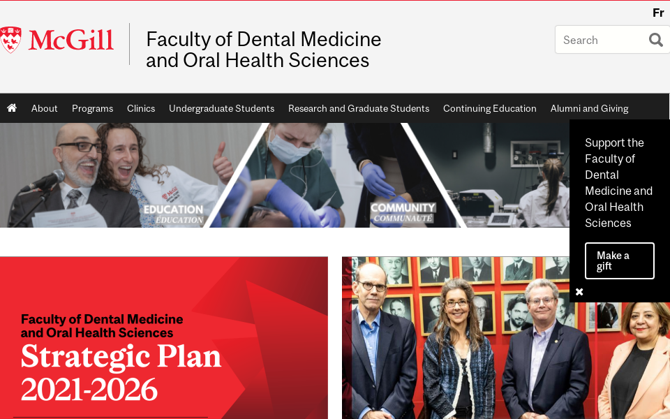 www.mcgill.ca/dentistry/ screen capture