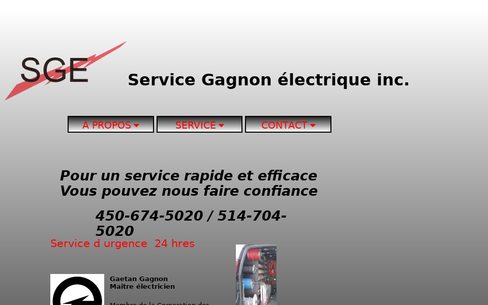 servicegagnonelectrique.com/ screen capture