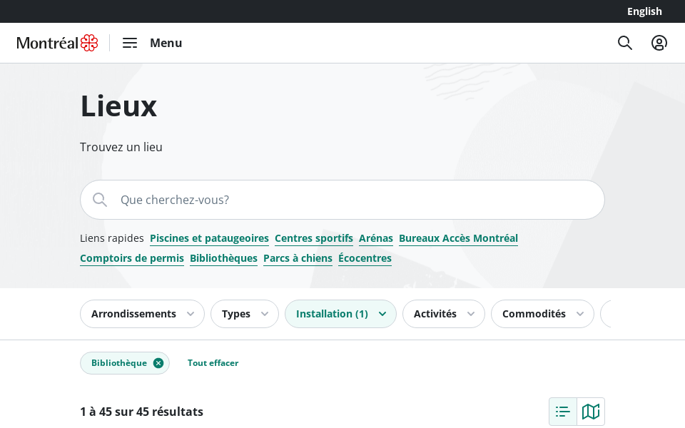 montreal.ca/lieux?mtl_content.lieux.installation.code=BIBL&orderBy=dc_title screen capture