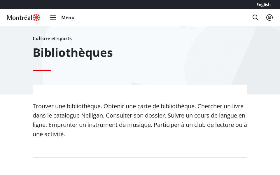 montreal.ca/bibliotheques screen capture