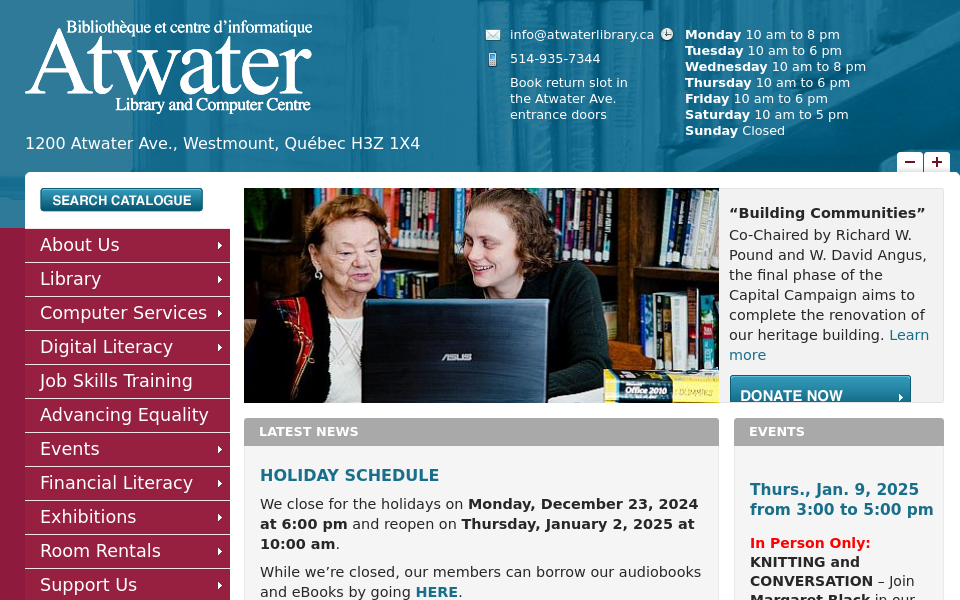 www.atwaterlibrary.ca/ screen capture