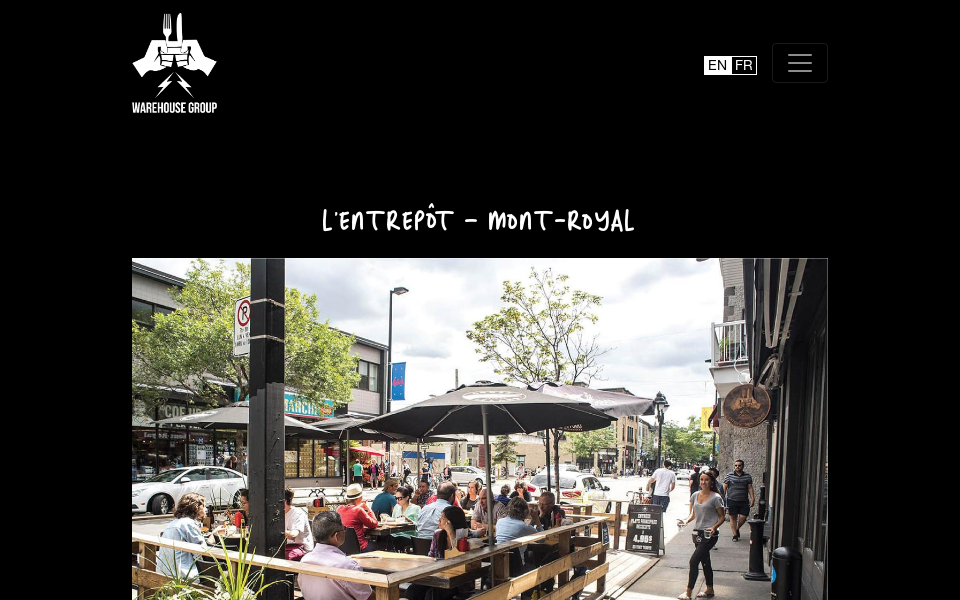 warehousegroup.ca/locations/lentrepot-mont-royal/ screen capture