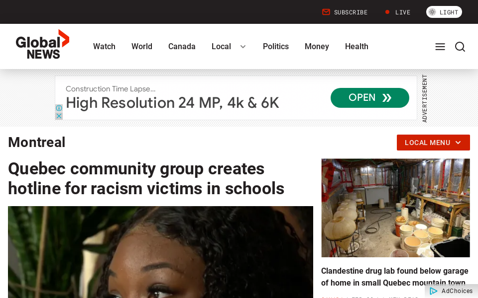 globalnews.ca/montreal/ screen capture