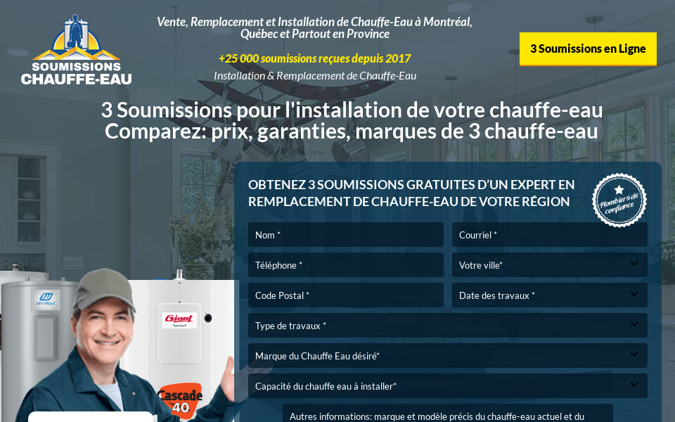 soumissionschauffe-eau.ca/ screen capture