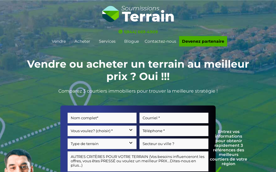 soumissionsterrain.ca/ screen capture