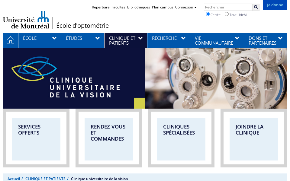 opto.umontreal.ca/clinique-patients/clinique-universitaire-de-la-vision/ screen capture