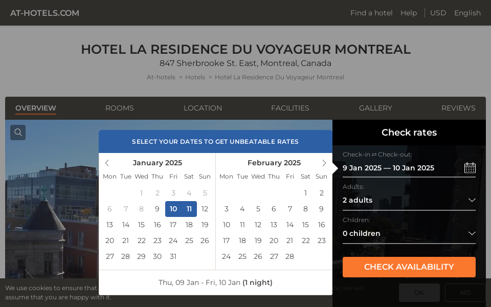 hotel-la-residence-du-voyageur-montreal.at-hotels.com/ screen capture