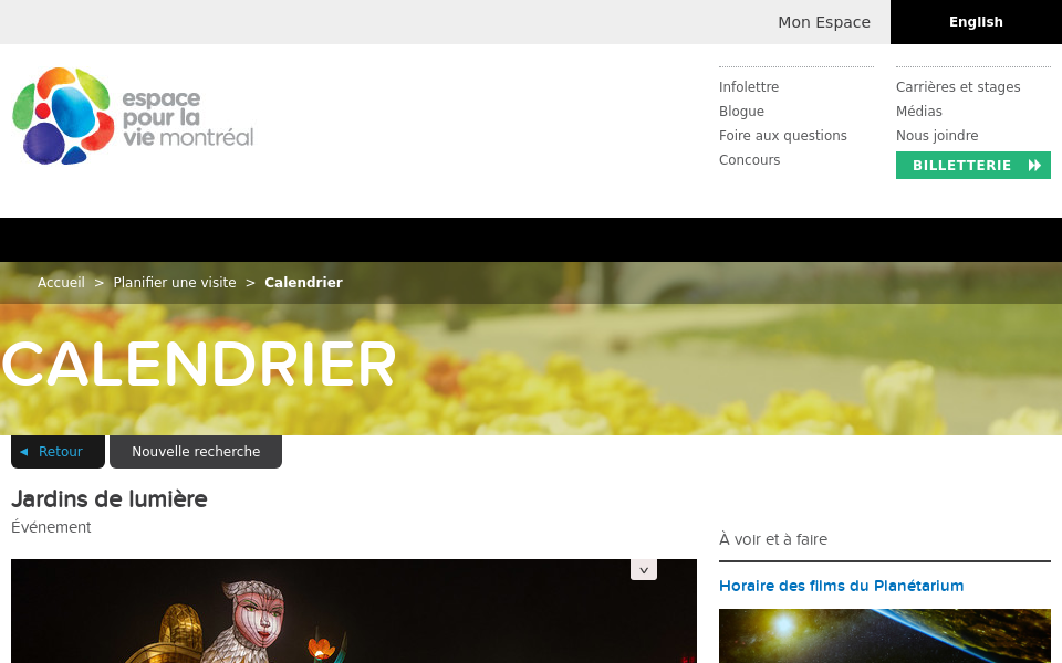 calendrier.espacepourlavie.ca/jardins-de-lumiere screen capture