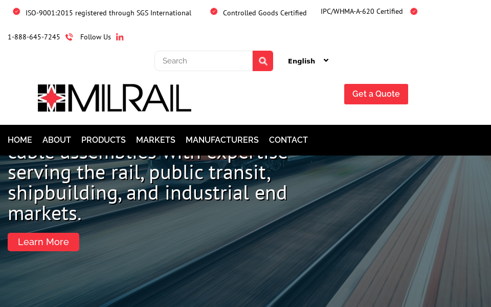 www.milrail.com/ screen capture